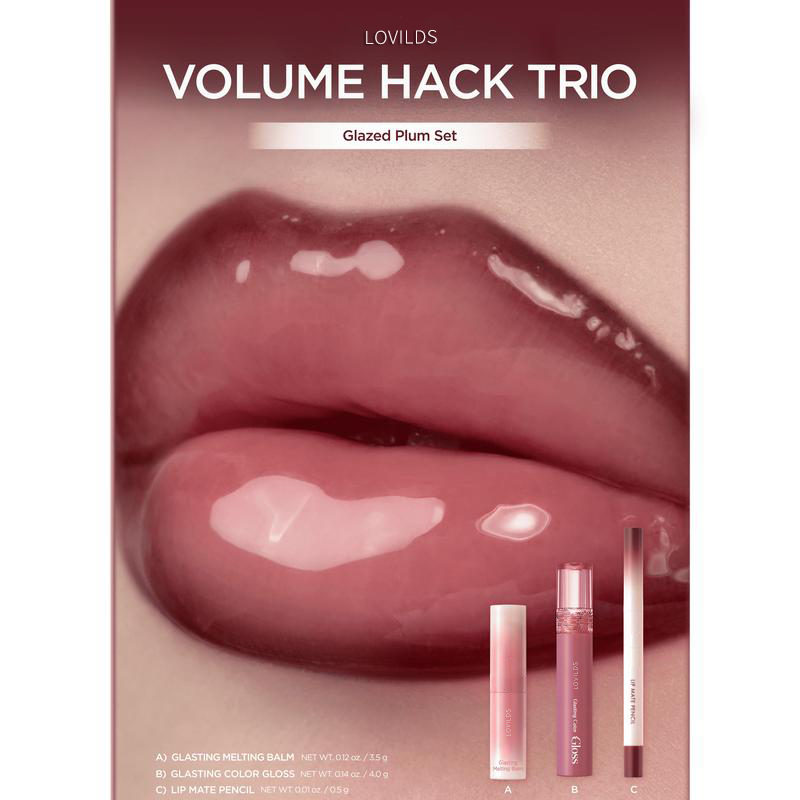 LIP VOLUME HACK TRIO (3 Shades, Lip Mate Pencil & Melting Balm & Color Gloss)