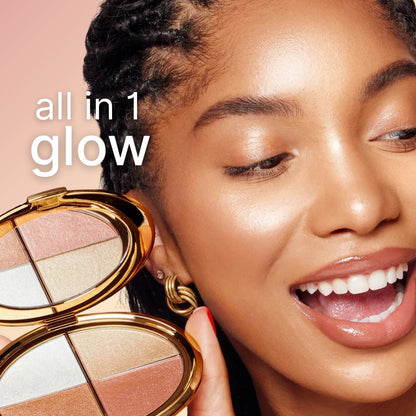 4-Color Shimmer Eye & Cheek Palette – Radiant Highlighting Glow
