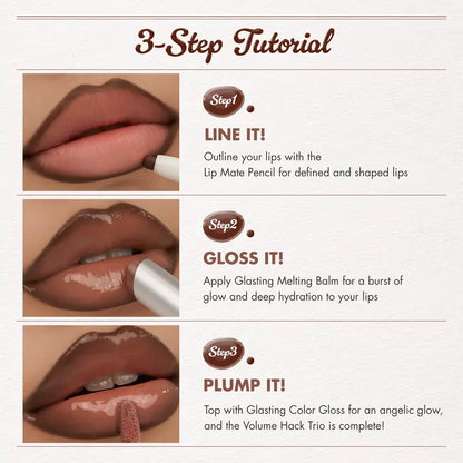 LIP VOLUME HACK TRIO (3 Shades, Lip Mate Pencil & Melting Balm & Color Gloss)